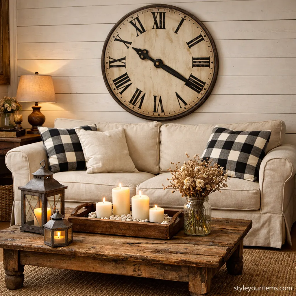 10. Rustic farmhouse living room