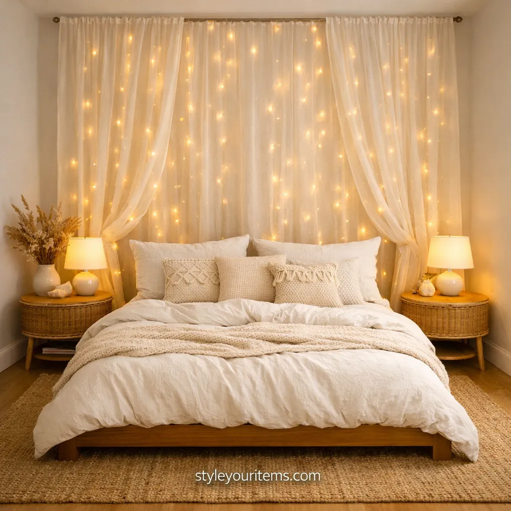 4. Hang Curtains or Fabric Behind the Bed