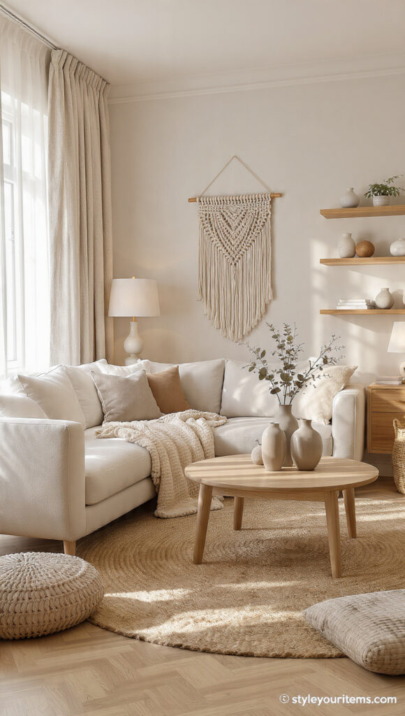 a warm and inviting neutral tones modern living ro