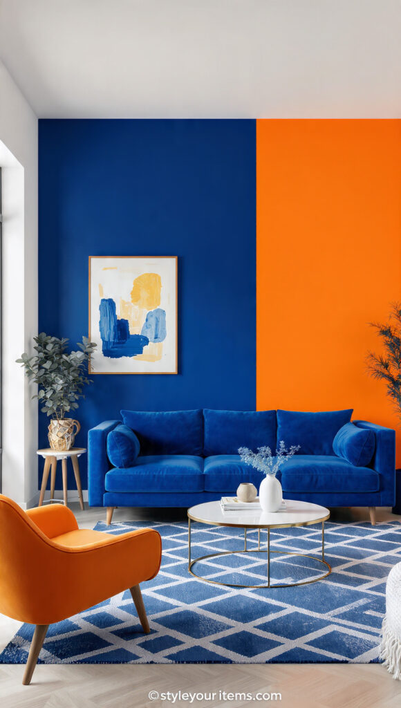 an artistic color blocking modern living room 2026