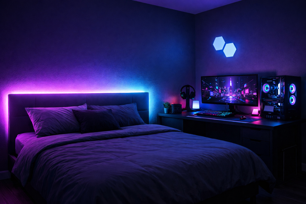 Neon LED Light Gaming Aesthetic Bedroom