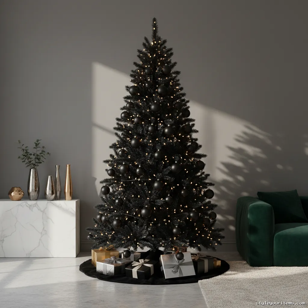 11. Matte Black Baubles Black Tree