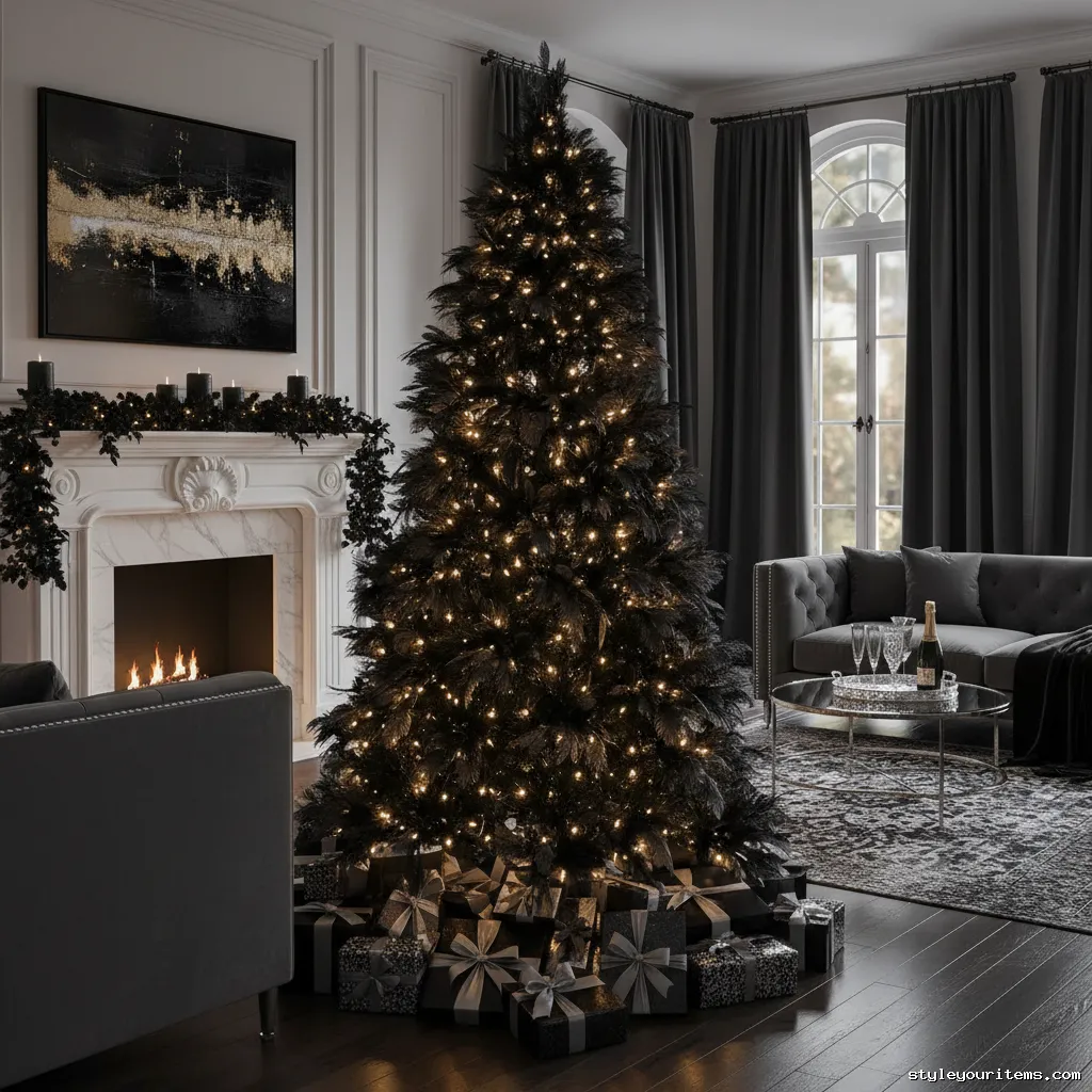 19. Faux Black Feathered Garland