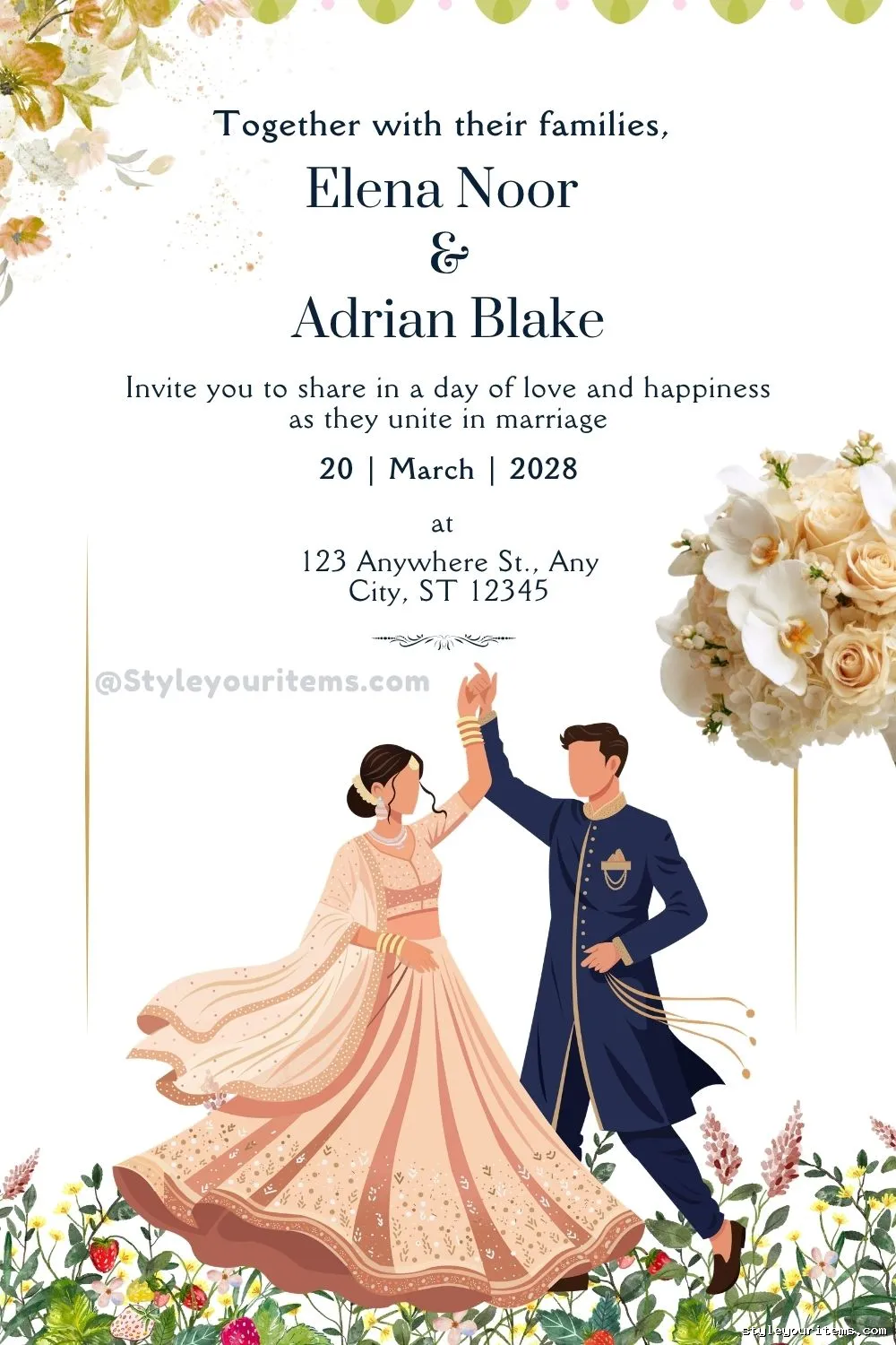Desi Dancing Couple Wedding Invitation Template (Free Download PDF) 137 Desi Dancing Couple Wedding Invitation Template (Free Download PDF)