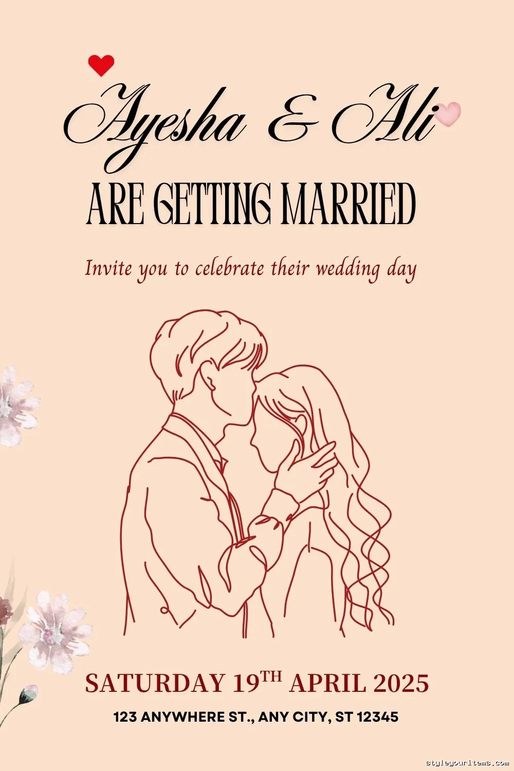 Free Minimalist Couple Line Art Wedding Invitation Templates 138 Free Minimalist Couple Line Art Wedding Invitation Templates