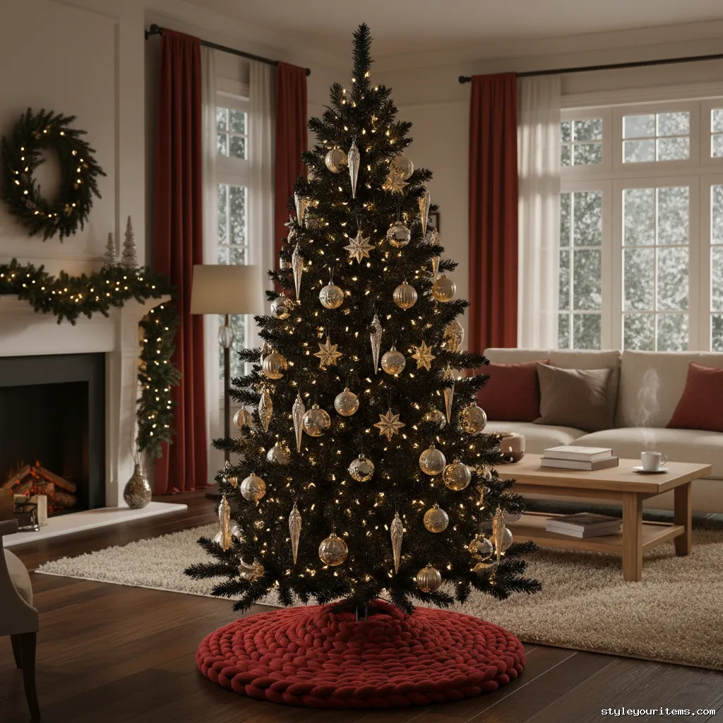 33. Red Chunky Knit Tree Skirt
