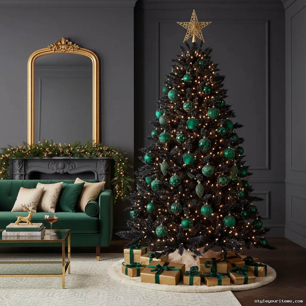 35. Emerald Green Velvet Baubles