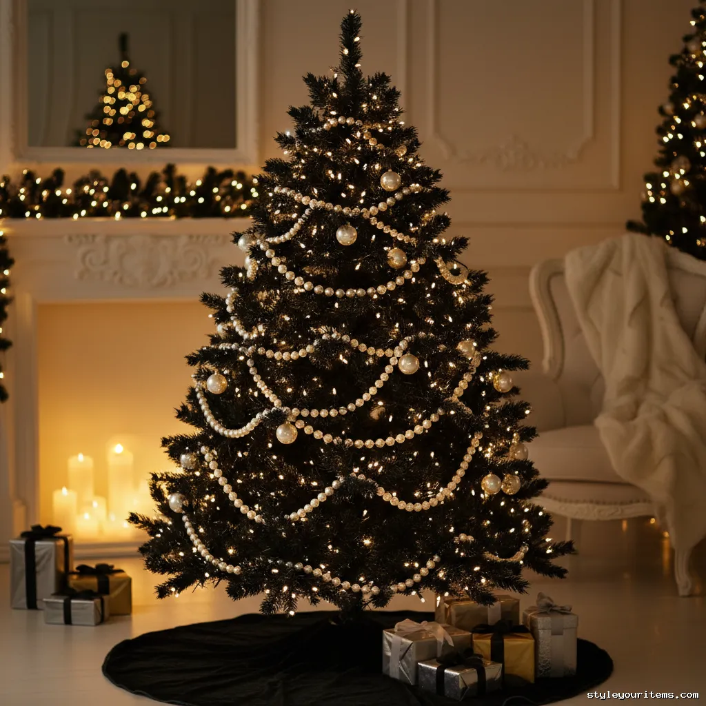 7. Pearl Beaded Garland Black Tree