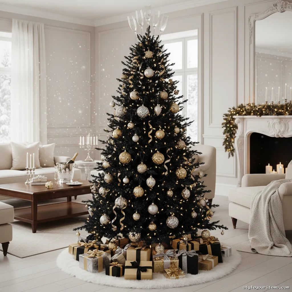 9. Champagne Glass Finials Black Tree