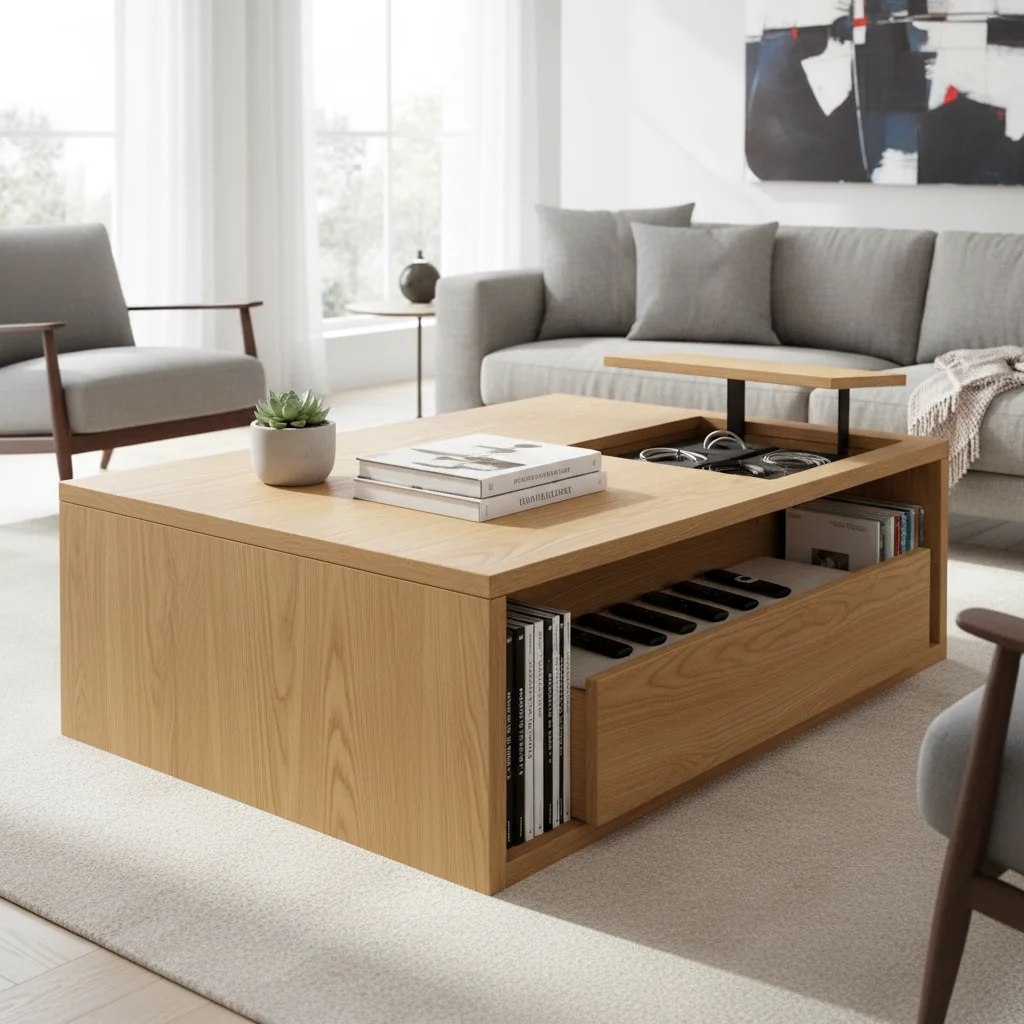 Coffee table with hidden storage compartments