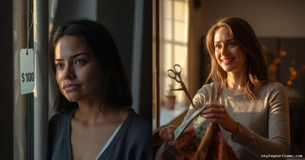 Disappointment Vs Hope. Show Expensive Store Vs DIY Happiness