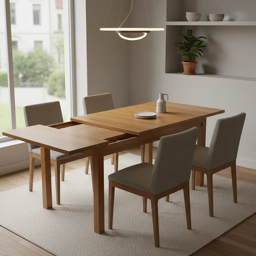 Extendable dining table in a compact dining area