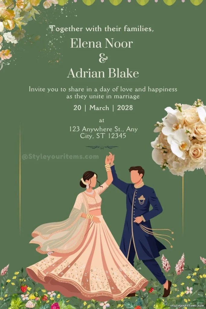Desi Dancing Couple Wedding Invitation