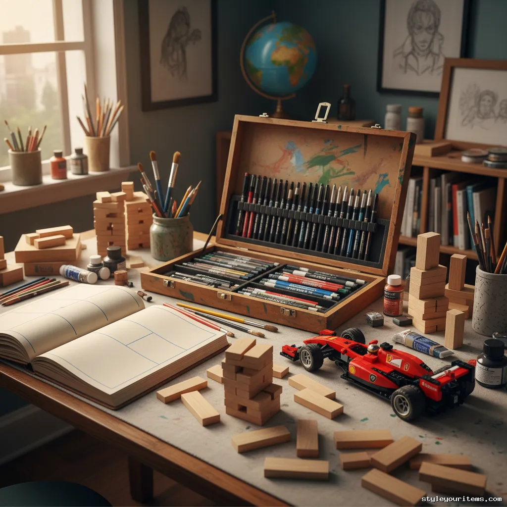 Highlighting art supplies and building kits.