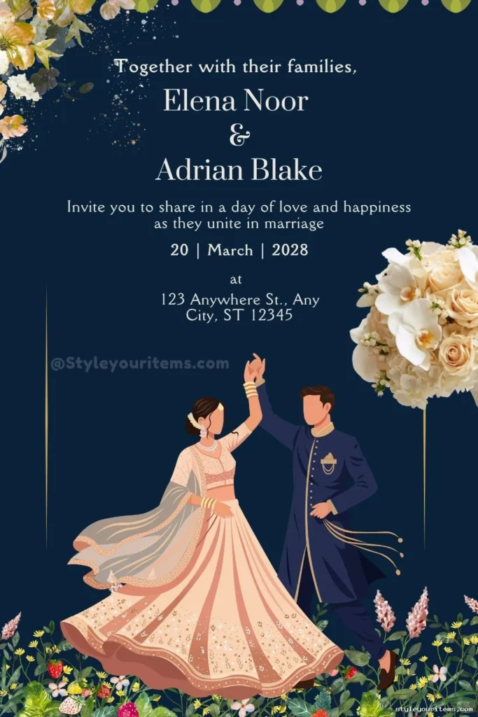 Desi Dancing Couple Wedding Invitation