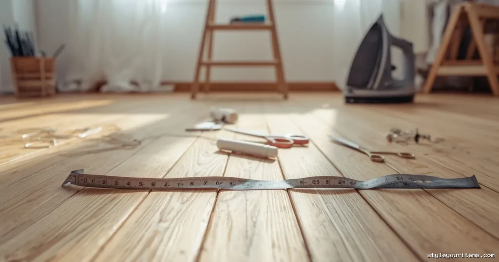 Measuring Tape Scissors Iron Pins For DIY Curtains