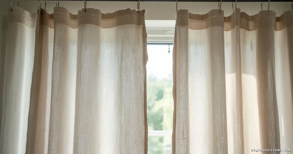 Metal Ring Clips Hanging Linen Look Curtain