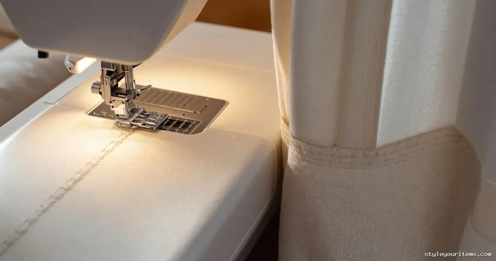 Sewing Machine Stitching Fold Over Panel Curtain