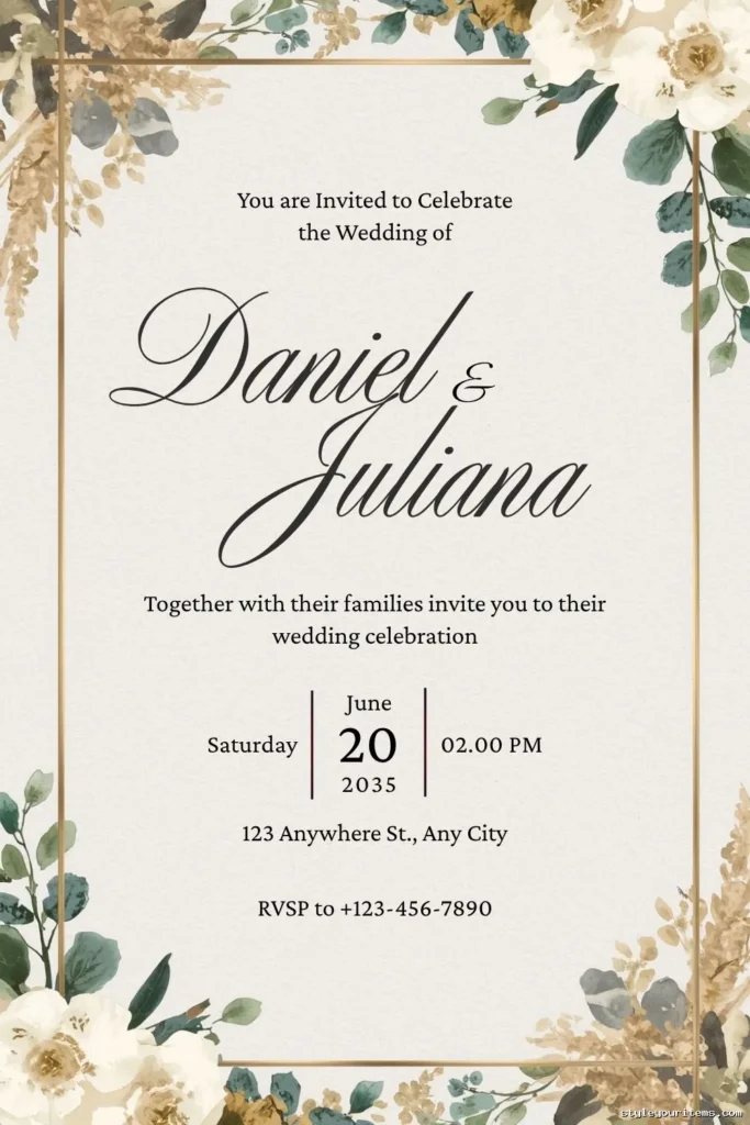 Free Rustic Wedding Invitation Template For CanvaS