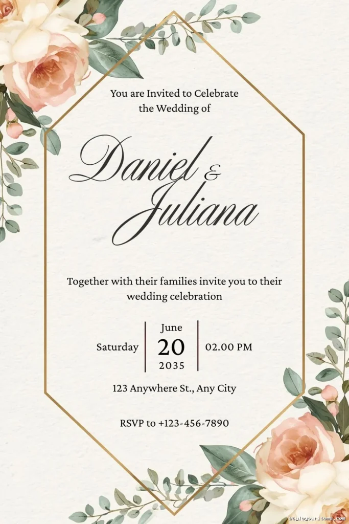 Floral Wedding Invitation Template 5