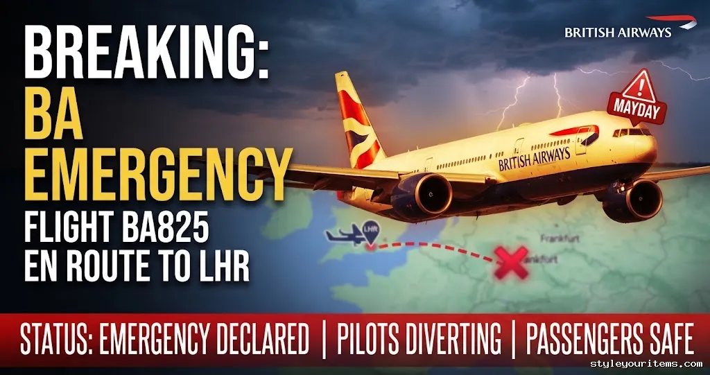 British Airways Flight BA825 Declares Emergency En Route to London Heathrow 141 Brakeaing For Fligt Brtth