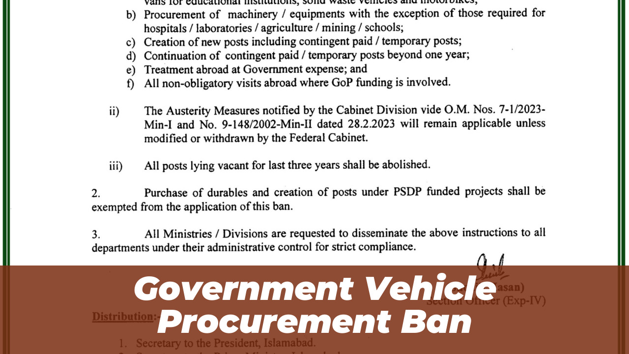 Government Vehicle Procurement Ban