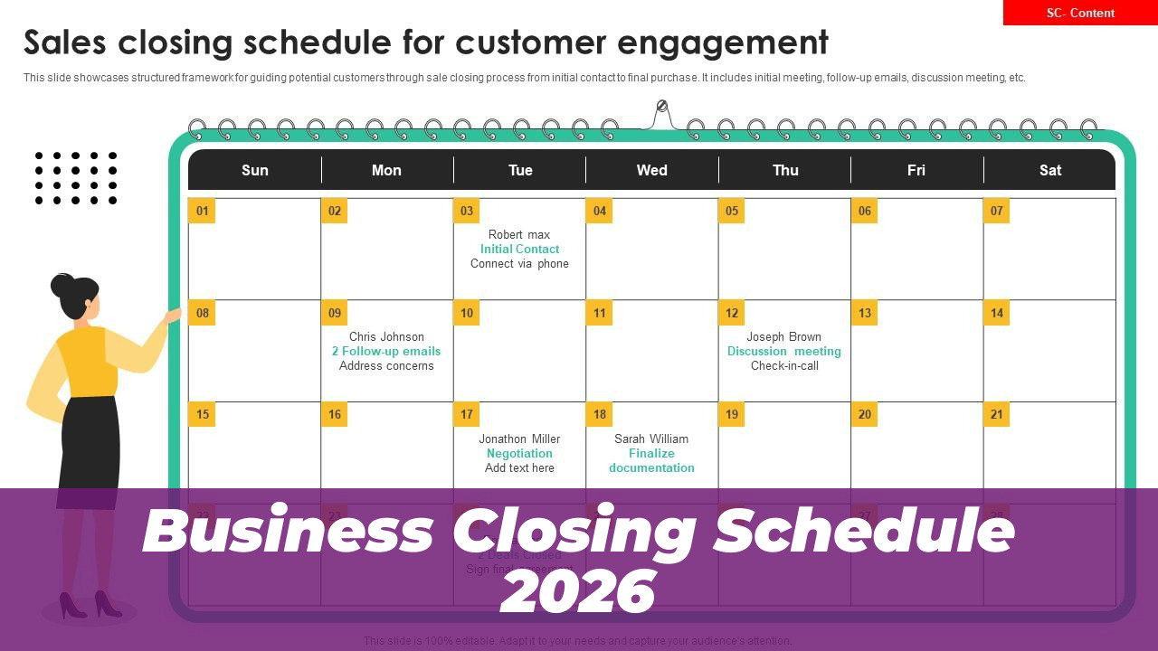 Business Closing Schedule 2026
