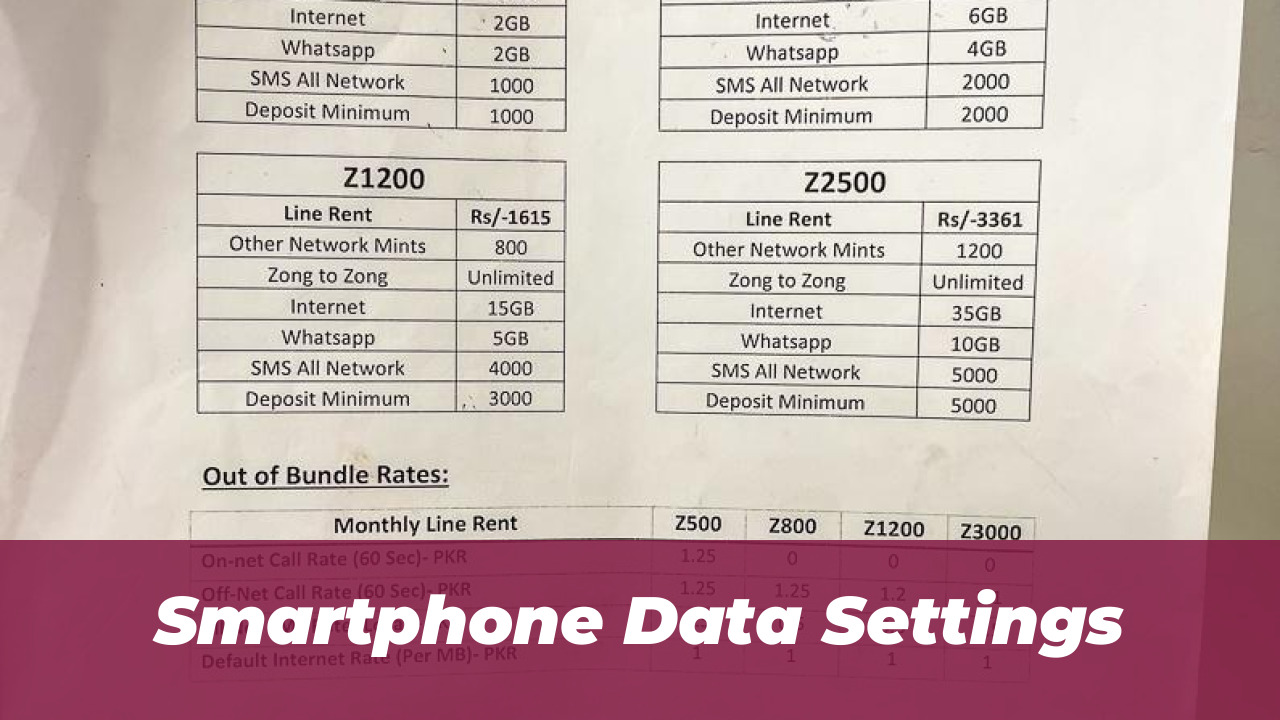 Zong Postpaid Data Packages: Full Pricing and Guide 2026 3 Smartphone Data Settings
