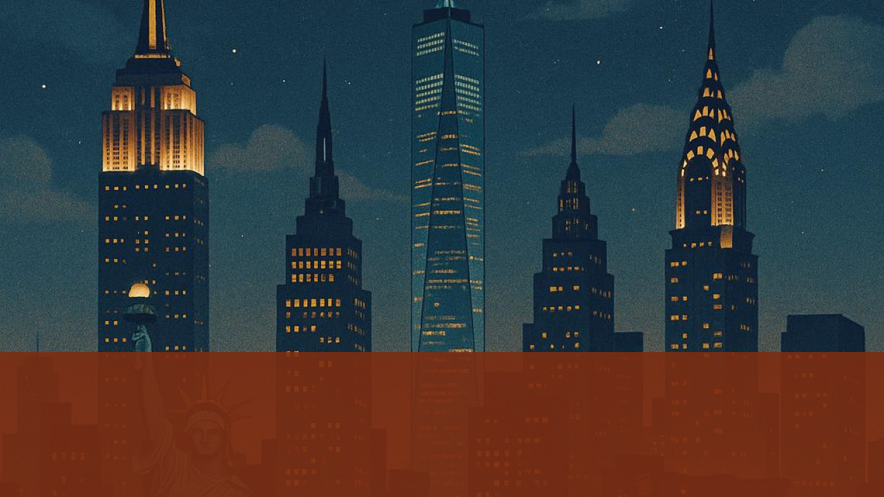 New York City Skyline Retro Film Style