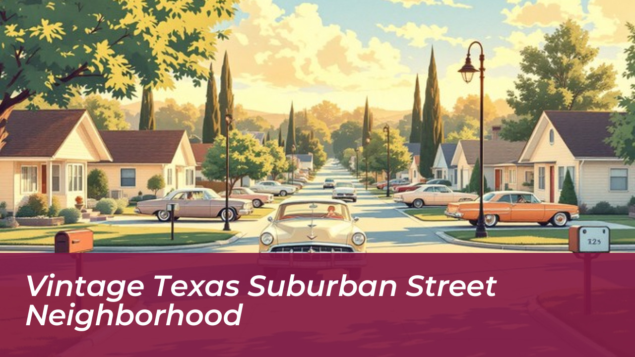 Vintage Texas Suburban Street Neighborhood