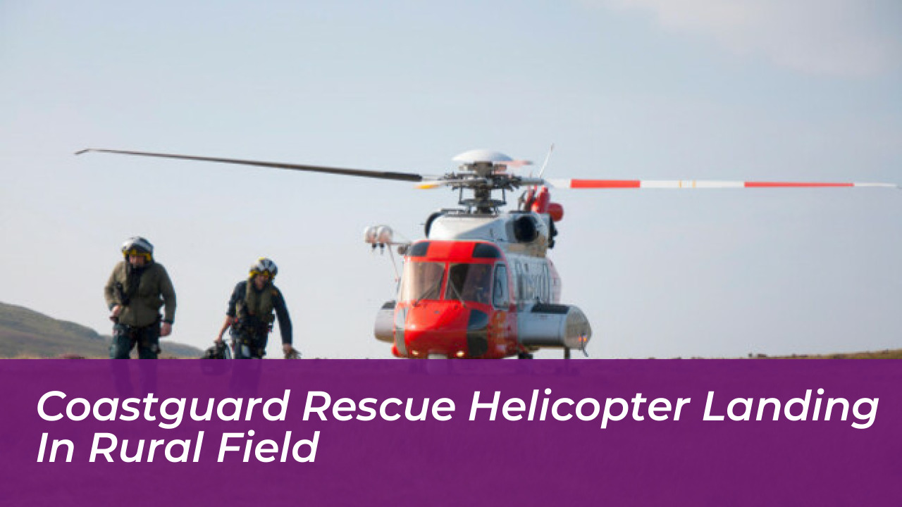 North Ronaldsay Welcomes First Baby in 34 Years 6 Coastguard rescue helicopter landing in rural field