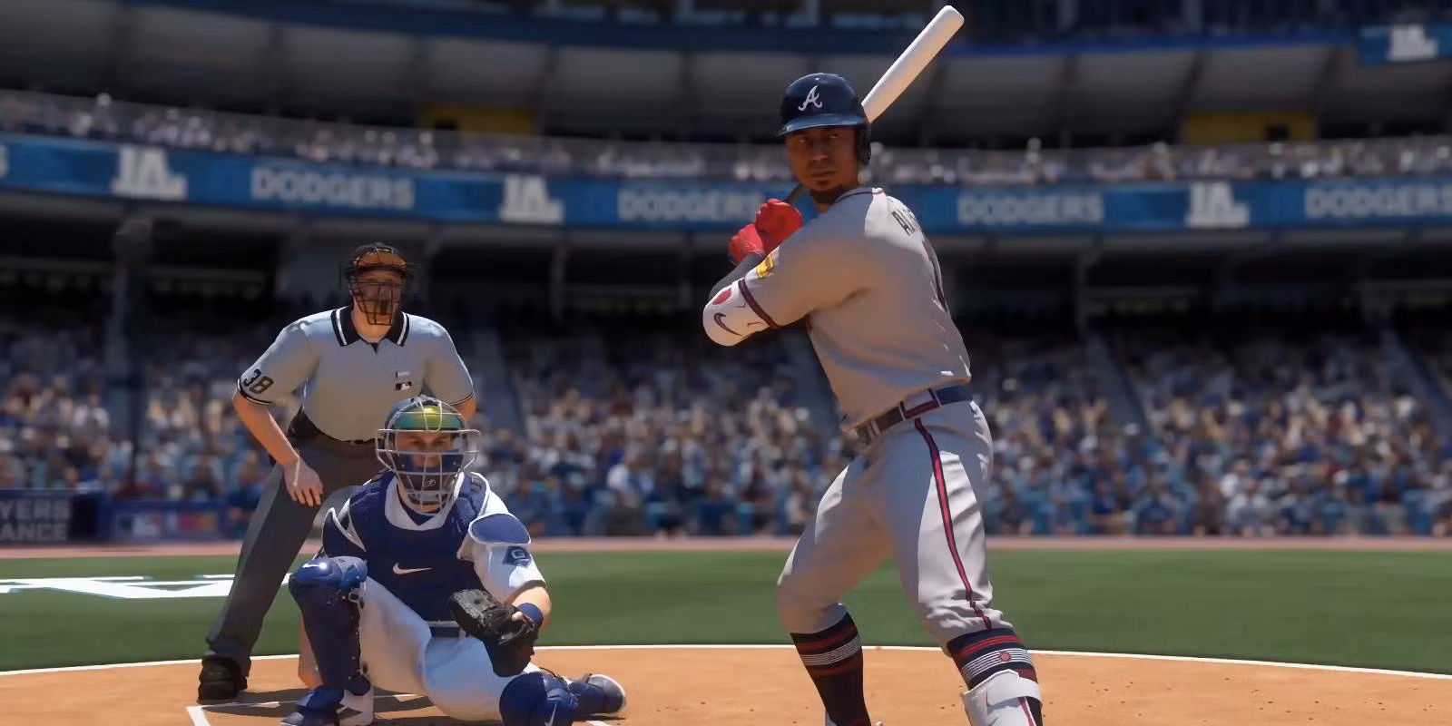 Baseball player batting stance at home plate