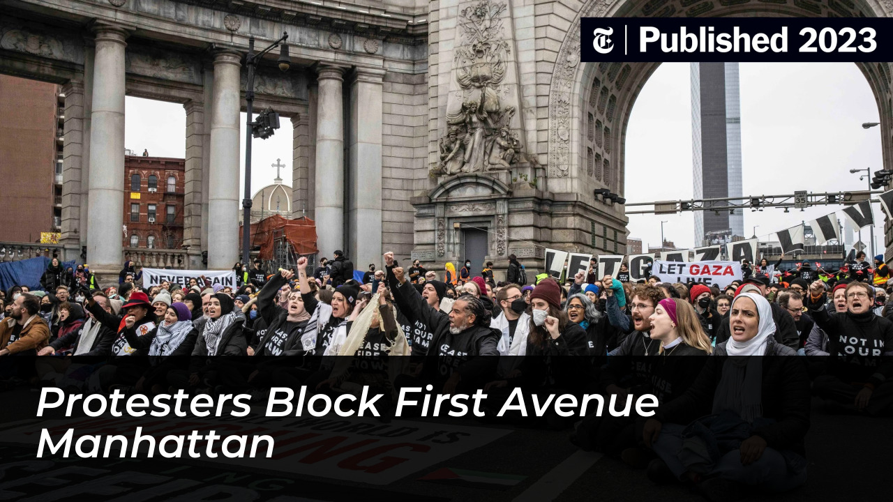Police Arrest Over 100 Protesters During Netanyahu Visit 3 Protesters Block First Avenue Manhattan